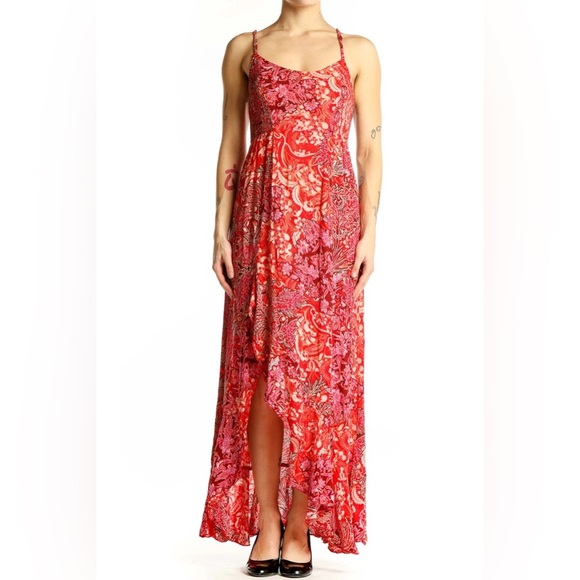 Free People Forever Yours Smocked Slip Dre Red Medium Color Red White Pink - Picture 1 of 6